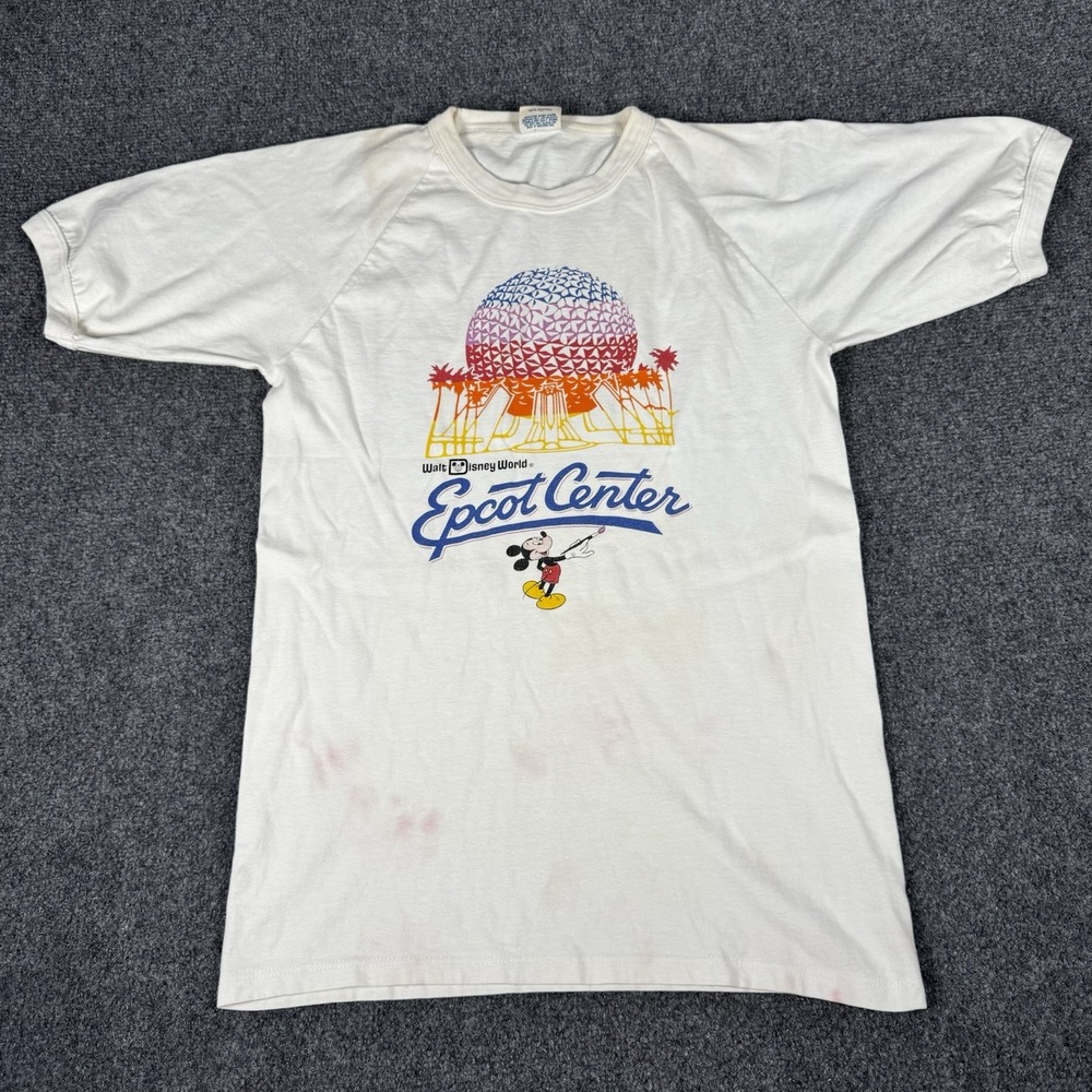 Rare VTG DISNEY Epcot Center Walt Disney World Mickey Mouse T Shirt 80s White M